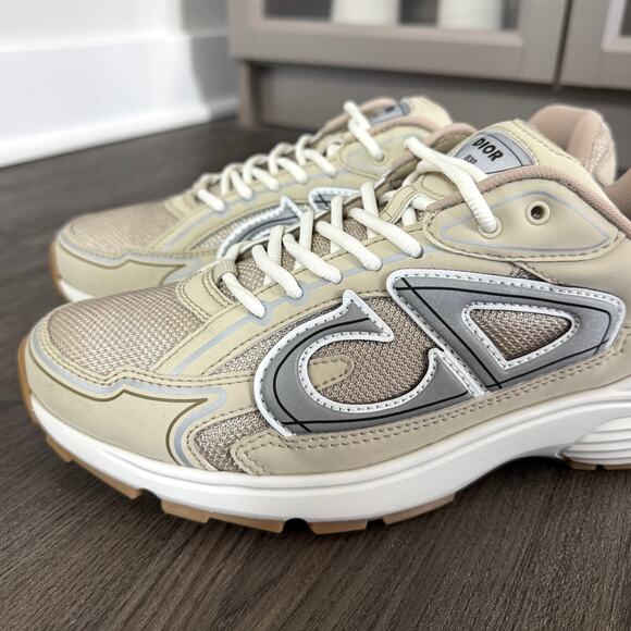 Dior B30 Countdown Cream Technical Mesh Sneakers 42 Grey Cowhide Leather CD Logo main image 5